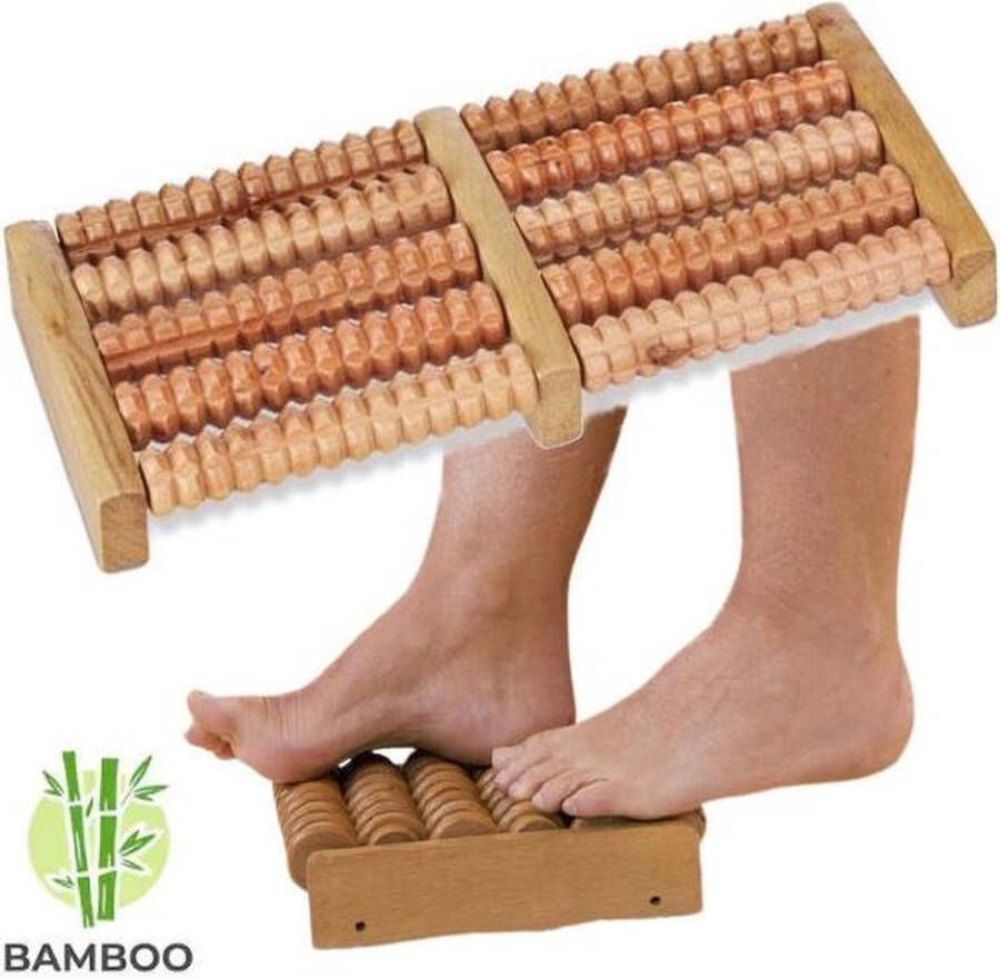 Decopatent Dubbele Voetroller voetmassage apparaat Betere Bloedsomloop in 2 Voeten Bamboe Voet massage Voetroller 2 voeten