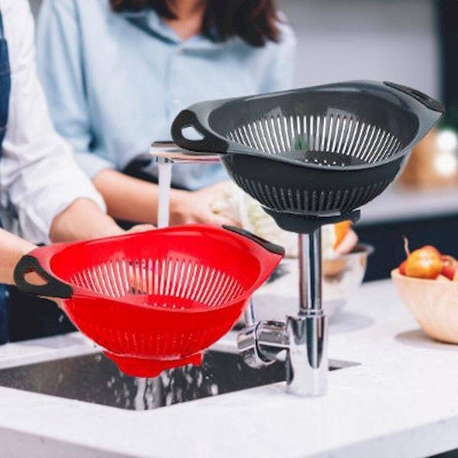 Decopatent Kunststof Vergiet Keuken Zeef Vergiet met 2 Handvaten Groente & fruit wassen afspoelen Pasta afgieten zeef