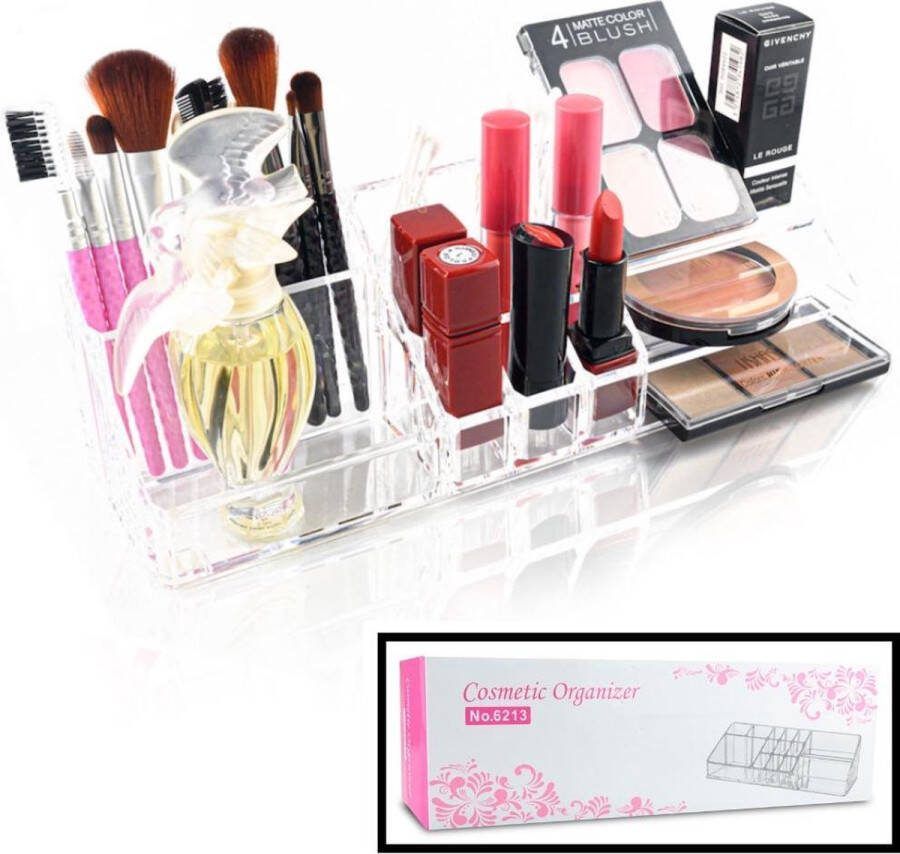 Decopatent Make up Organizer met 14 Vakken Makeup Organizer Transparant Sieraden Make-up Cosmetica Tafel Opbergdoos