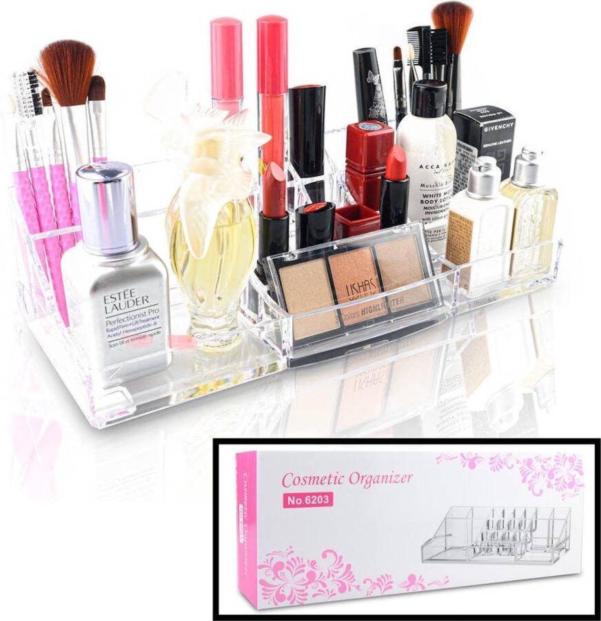 Decopatent Make up Organizer met 20 Vakken Makeup Organizer Transparant Sieraden Make-up Cosmetica Tafel Opbergdoos