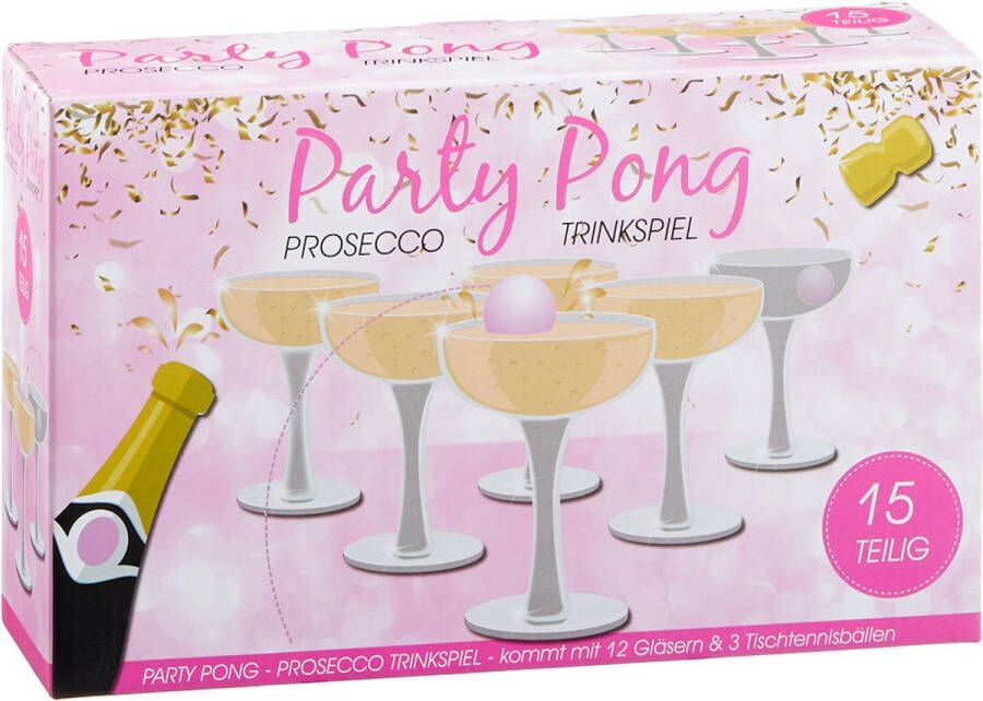 Merkloos Sans marque Decopatent Party Pong drankspel Drank Spel Prosecco Drinkspel 12x Drinkbekers + 3 Ballen