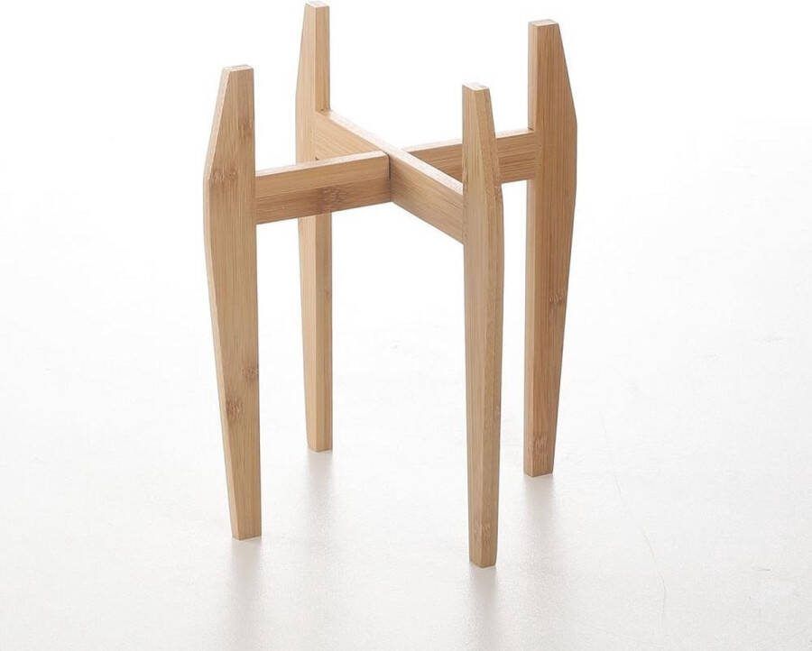 Decopatent Planten Standaard voor Binnen Bamboe houten Plant Houder Krukje en Tafel voor Bloem Potten tot 15.5Ø Cm