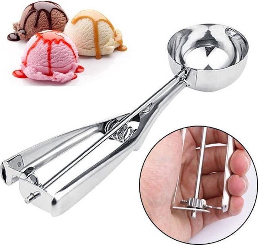 Decopatent Rvs IJsboltang Ø6 Cm Ijsschep voor Ijsbollen Portioneerlepel Oliebollenlepel Oliebollen tang ijsschepper