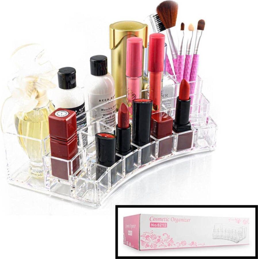 Decopatent XL Make up Organizer met 19 Vakken Makeup Organizer Transparant Sieraden Make-up Cosmetica Tafel Opbergdoos