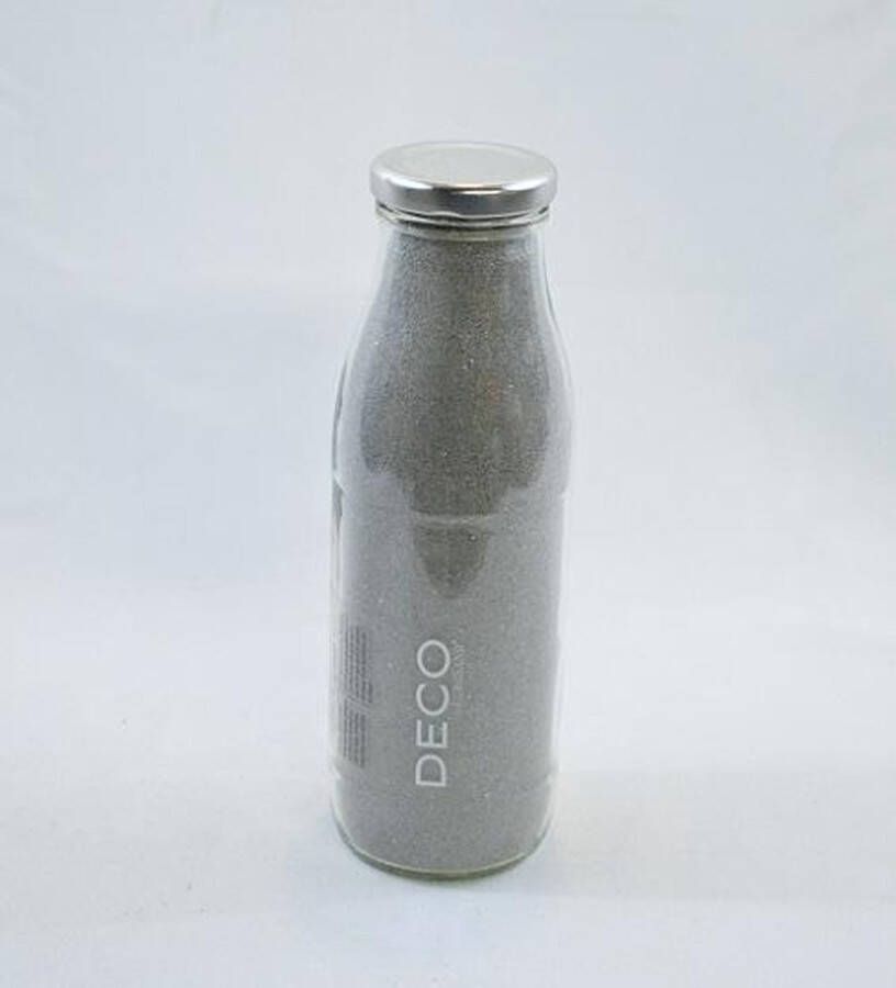 Decoratie glitter zand (fijn) in glazen fles 500 ml grijs