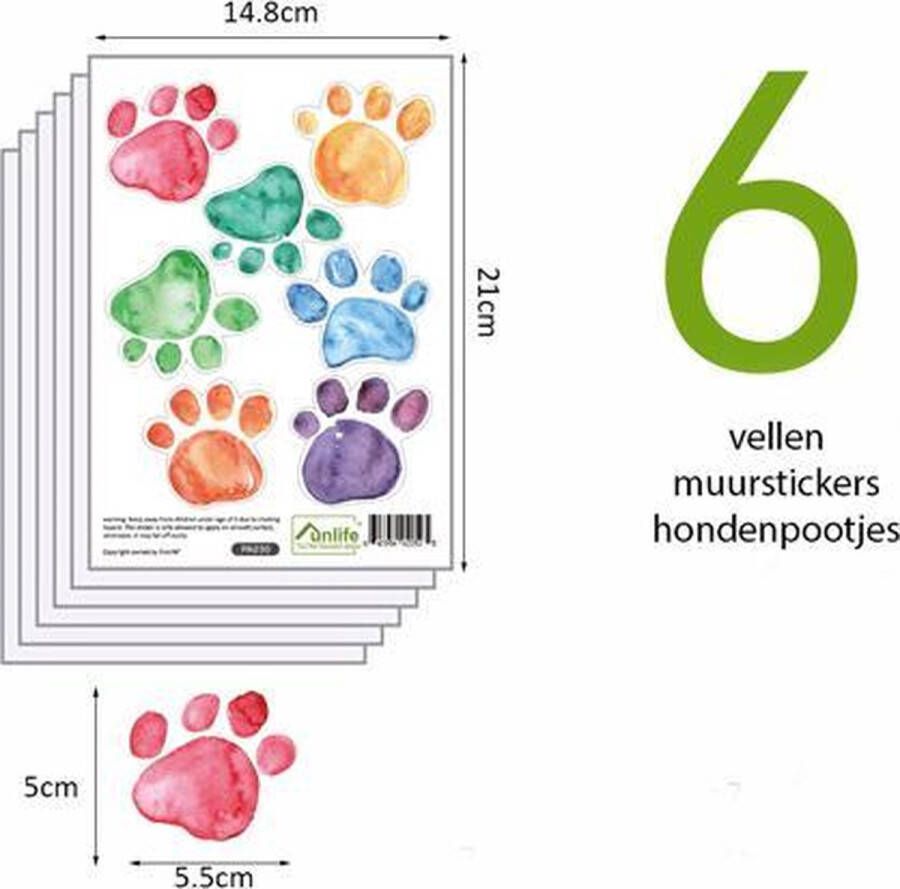 Decoratie Kinderkamer Set van 42 Muurstickers PVC Hondenpootjes