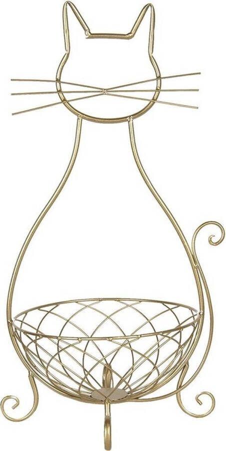 Decoratie schaal Kat 31*25*55 cm Goudkleurig Metaal Fruitschaal
