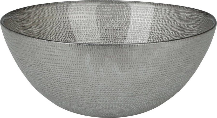 Merkloos Decoratie schaal fruitschaal glas zilver rond D28 x H11 5 cm Fruitschalen
