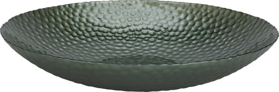 Merkloos Glazen decoratie schaal fruitschaal groen rond D30 x H6 cm Fruitschalen