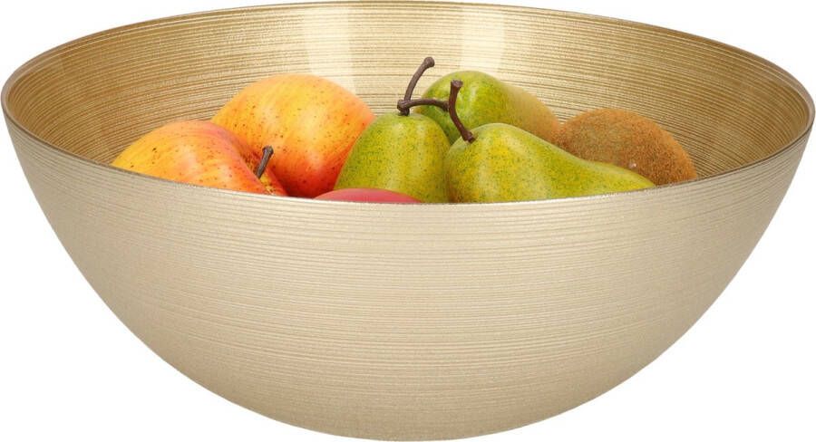 Merkloos Decoratie schaal fruitschaal van glas goud rond D28 x H11 5 cm Fruitschalen