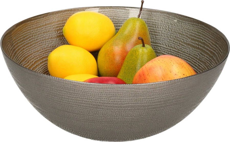 Merkloos Decoratie schaal fruitschaal van glas zilver rond D28 x H11 5 cm Fruitschalen