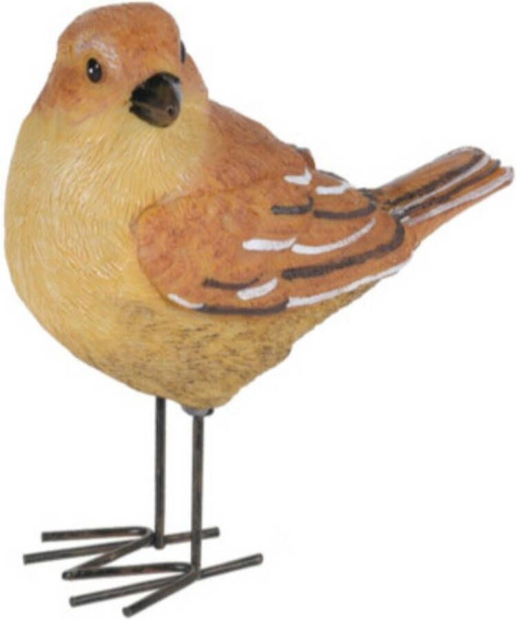 Decoratie Tuinbeeld vogeltje lijster metaal 10 cm Dieren beelden