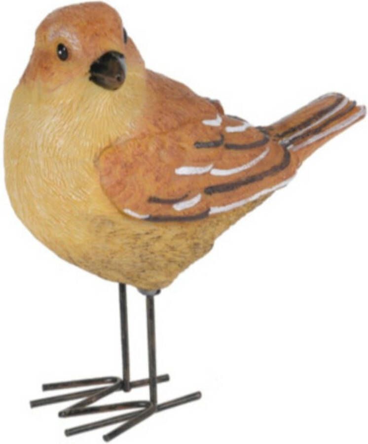 Decoratie Tuinbeeld vogeltje lijster metaal 10 cm Dieren beelden