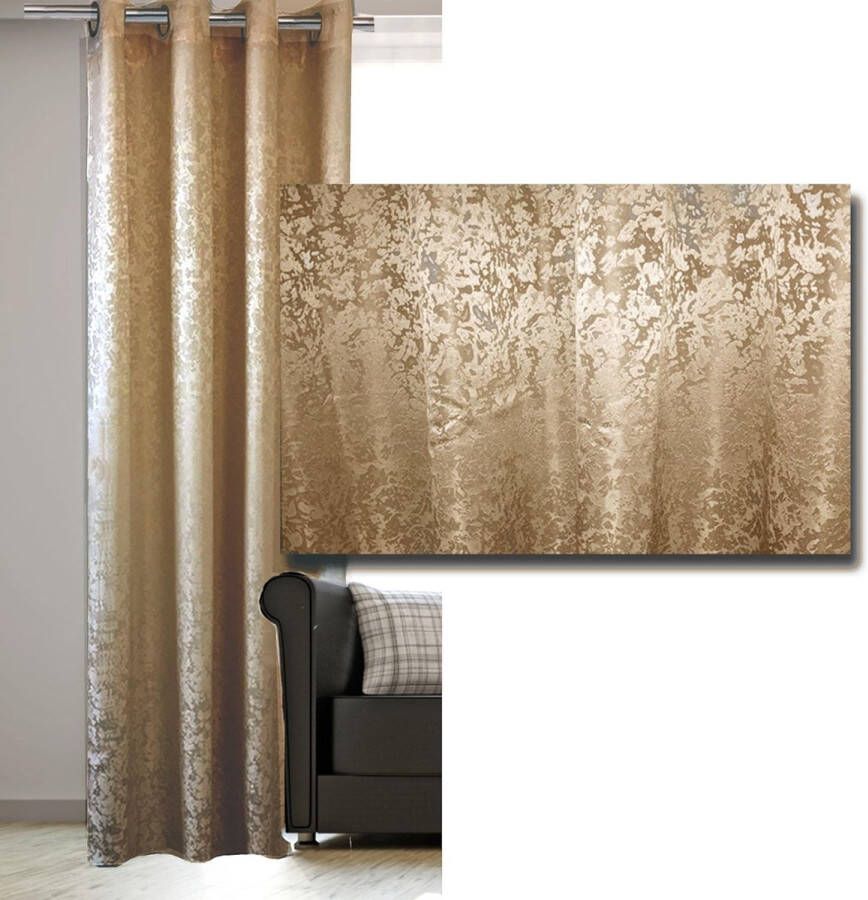 Decoratief gordijn kant en klaar 140 x 245 cm 1 stuk gordijn afgewerkt met glans en textuur