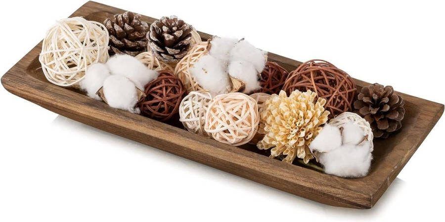 Decoratief houten dienblad Rechthoekig sleutelschaal langwerpig Kaarsen tafel decoratie 36 cm