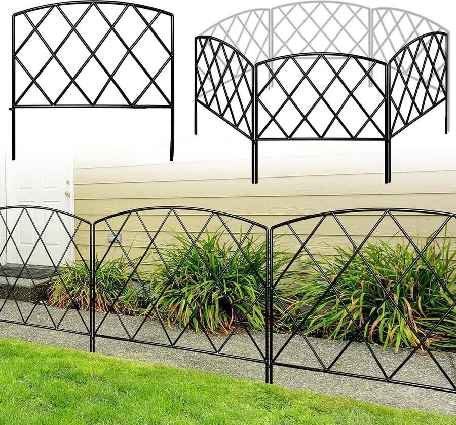 Decoratief metalen tuinhek 24 breed x 24 hoog (5 panelen totale lengte: 3m) Metalen rand Vouwhek Landschapshek voor bloembedbomen Dierenbarrière