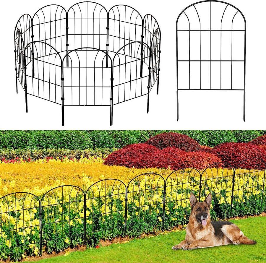 Decoratief tuinhek 10 stuks metalen omheiningselementen tuinhekken decoratief tuinhek metalen omheiningselementen omheining voor de tuin roosterhek set bovenboog omheining voor honden 60 x 330 cm
