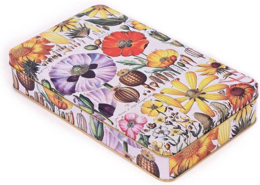 Decoratieve Bloemen Opbergblik met Deksel voor Kleine Items