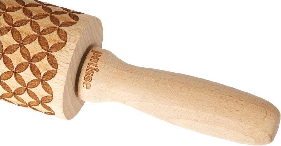 Decoratieve deegroller ruiten houten patroon 59 x 39 cm