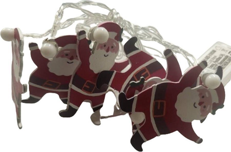 Decoratieve Kerstverlichting Kerstman 10 x led Warm Wit Exclusief 2 x AA Lichtslinger Binnen