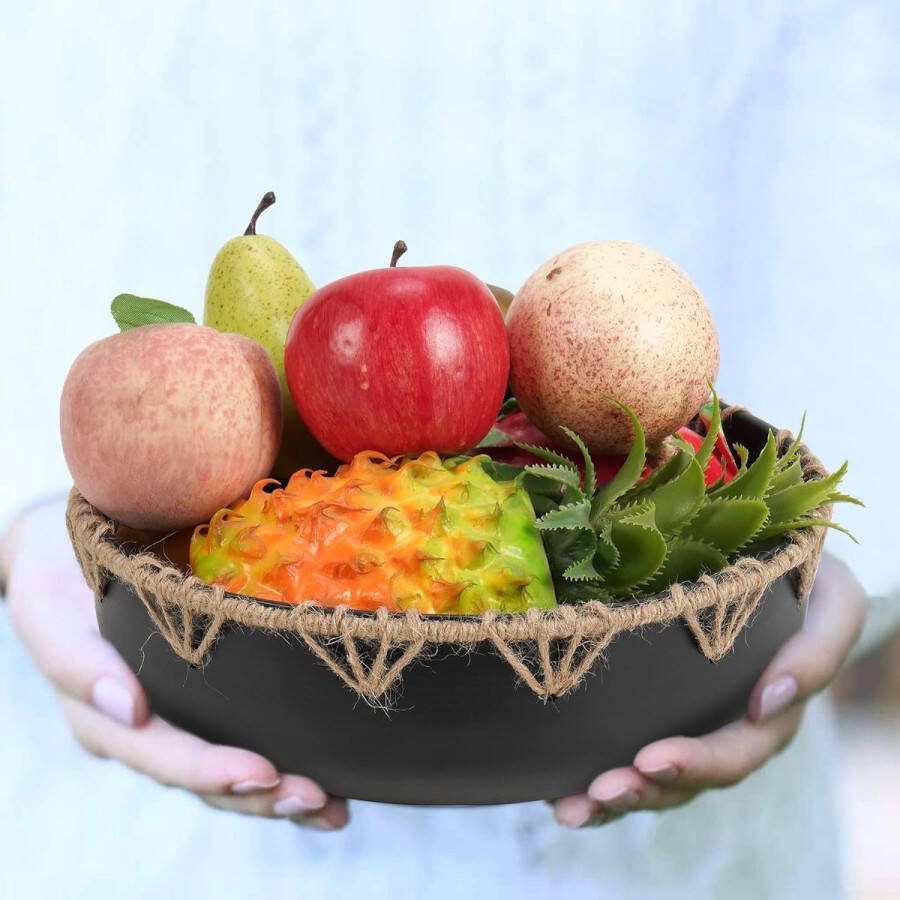 Decoratieve schaal zwart set van 2 moderne decoratie fruitschaal fruitmand metaal plantenbak rond confectschaal vintage decoratieve borden voor fruit snacks snoep en kaarsen