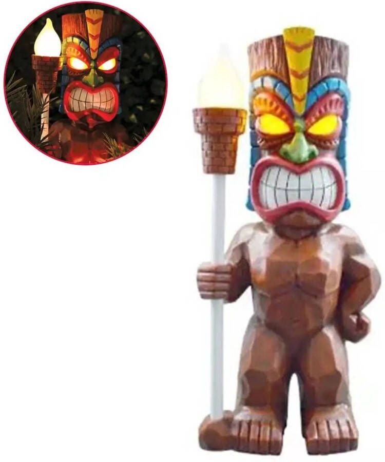 Decoratieve TIKI tuinlamp op zonne-energie LED Tuinbeeld Totem Sculptuur Lamp Licht