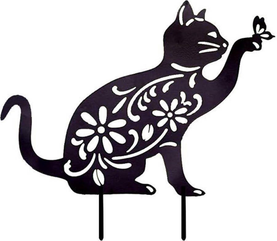 Decoratieve tuin rooster kat terras tuinsteker roest bloempot kat van ijzer kat tuinfiguren voor buiten tuindecoratie roest egel tuinstekerset zwart voor tuin terras balkon