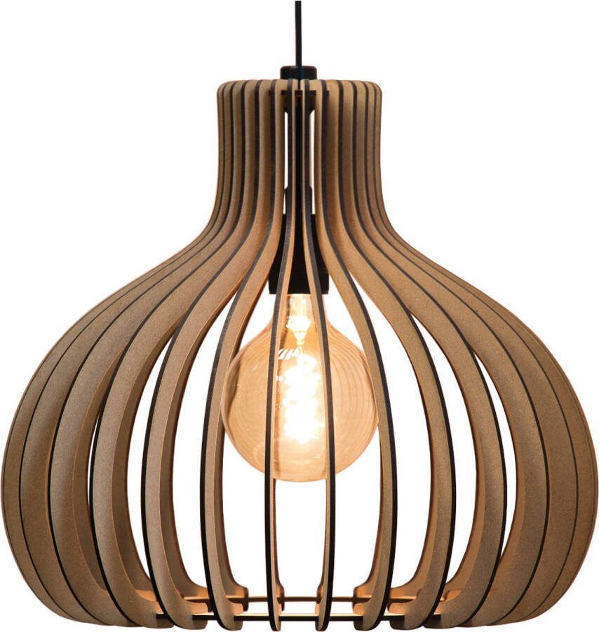 Decospace Venetian Timber Glow DE-003 houten hanglamp MDF lamellen 43 x 46 cm met dimbare LED-filament lamp 30 lamellen
