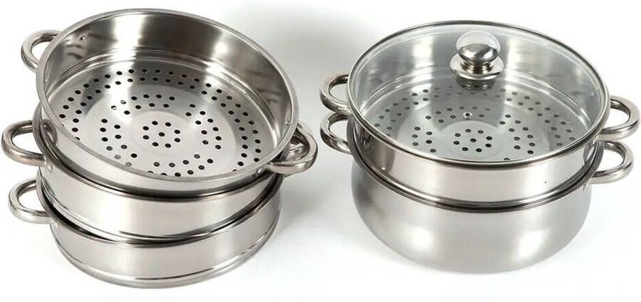 Decotopia Stoompannen Set Met Deksel 5 Laags Ø 26 cm Kookpan Stomen Koken