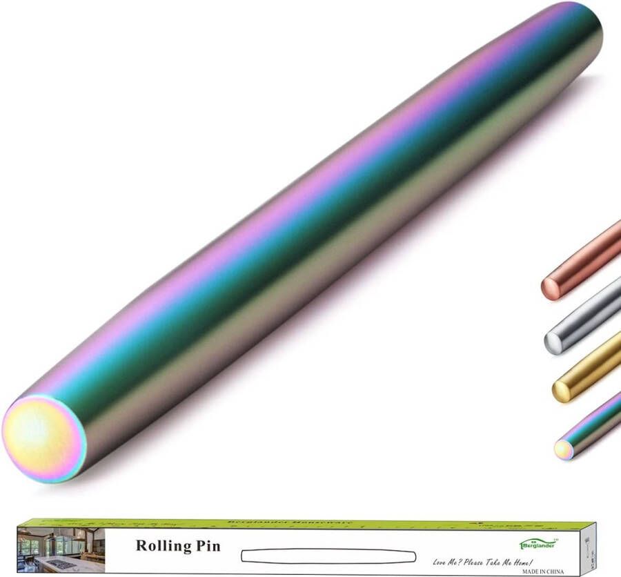 Deegroller 42 cm deegroller van roestvrij staal met regenboog titanium coating voor het bakken van pizzadeeg cake essentiële cadeau-ideeën voor keukengerei Gor Bakers