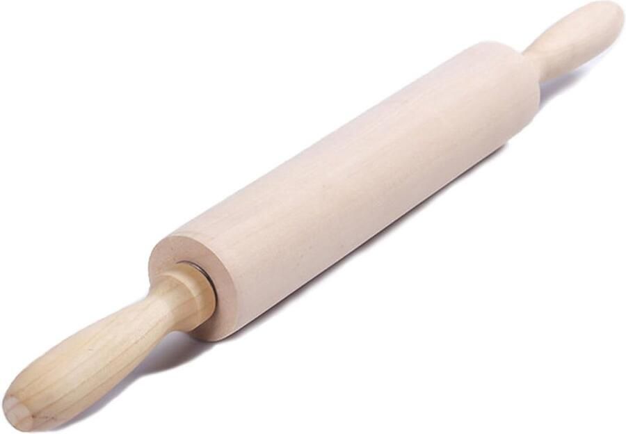 Deegroller met metalen as deegroller als bakaccessoire houten bakroller voor het uitrollen van deeg corrosie- en slijtvastheid (1x deegrollerafmetingen: 4 2 x 42 cm)