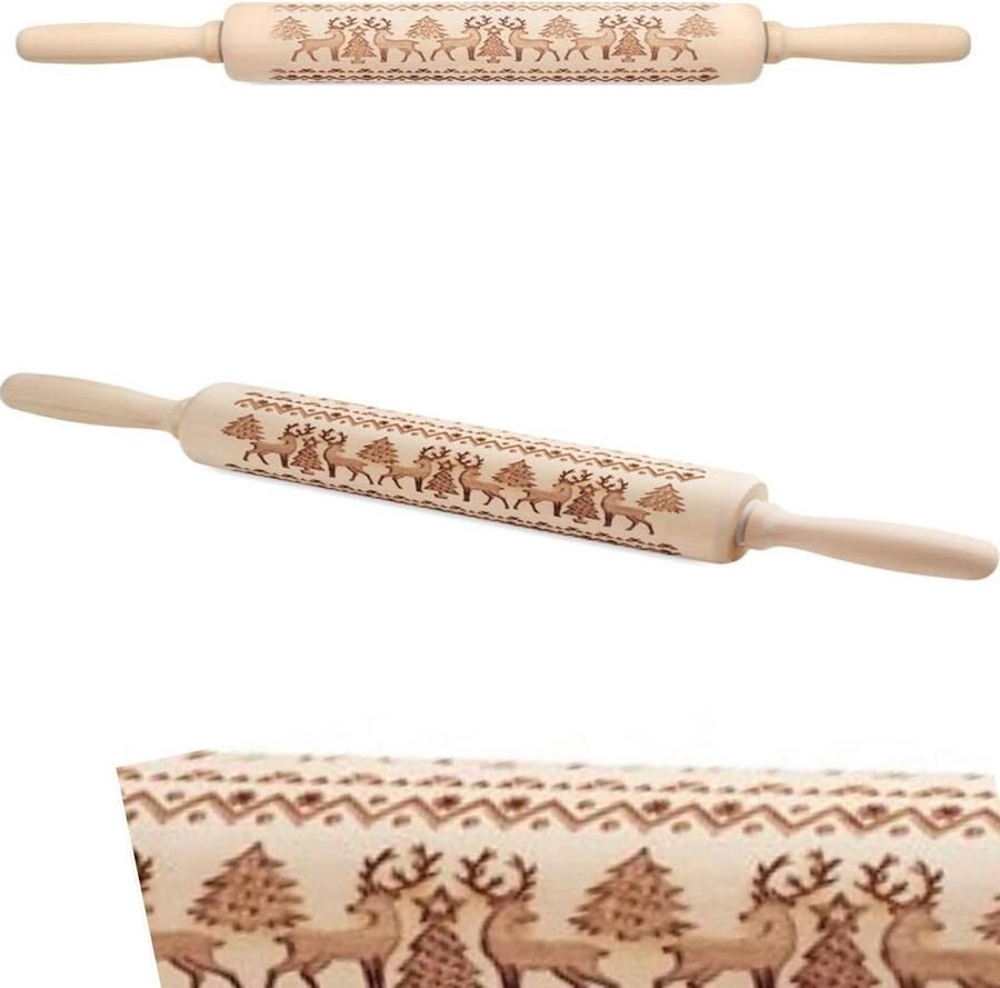 Deegroller van hout voor kerstkoekjes kerstgebak oven koekjes bakken Kerstmis X-mas advent