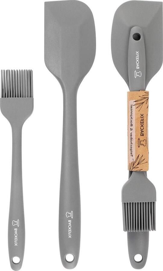 Deegschraper en bakborstel set 28 cm en 22 cm siliconen bakgerei voor koken bakken en grillen BPA-vrij