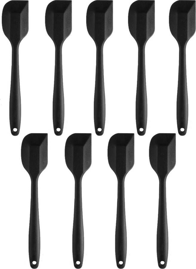 Deegschraper siliconen spatel 9 stuks hittebestendig 500 °F spatel voor de keuken BPA-vrij 9 stuks 28 cm zwart