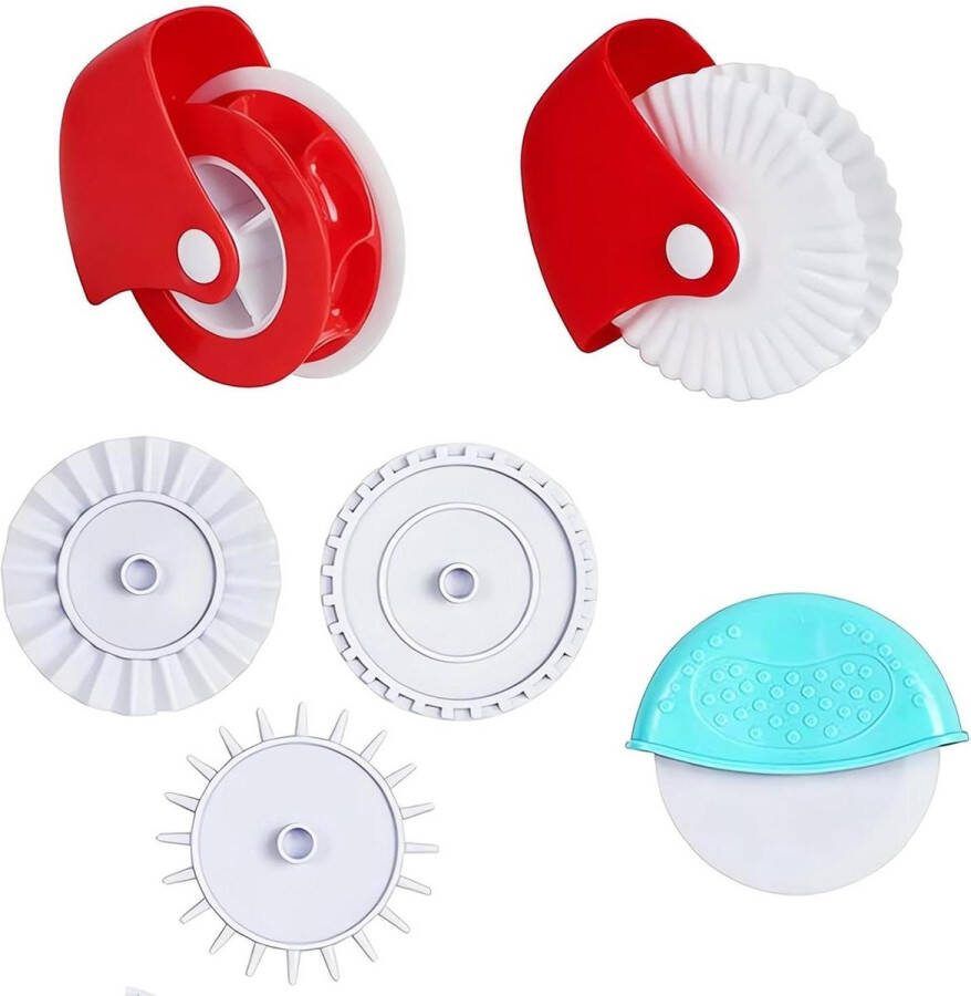 Deegsnijder bakken 6 stuks kunststof roller noedels gebakssnijder accessoires pizza snijder ravioli pasta koekjes doe-het-zelf