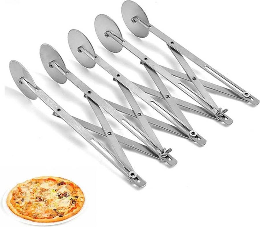 Deegsnijder roestvrijstalen deegwieltjes pizzasnijder verstelbare taartverdeler keukenbakgereedschap bakdeeg pizza pizzasnijder