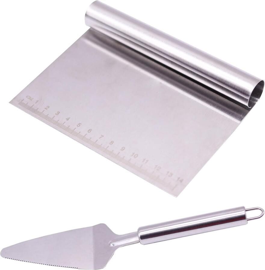 Deegspatel deegkaart roestvrij staal deegsnijder deegschraper taartspatel deegschraperkaart voor bakken pizza deegcake broodsnijden bakgereedschap (15 x 11 5 cm)