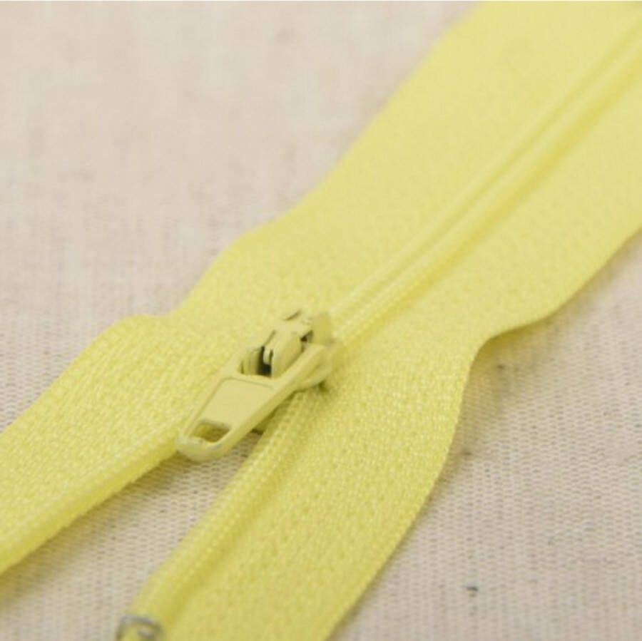 Deelbare rits 55cm pastel geel polyester stevige rits met bloktandjes
