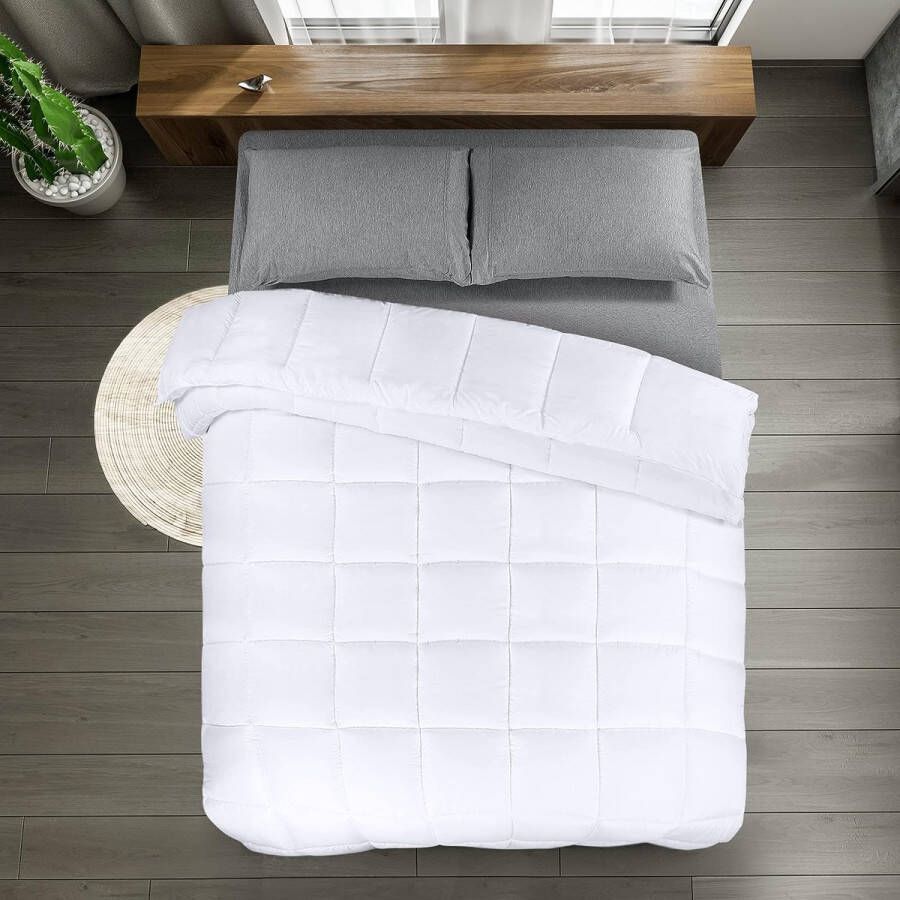 Dekbed 200x200 cm Gewatteerd dekbed 200 GSM met Polyester vulling Zacht zomerdekbed met hoeklabels Doos Gestikt Alternatief dekbed (Wit)
