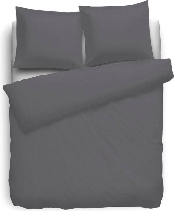 Dekbedovertrek 180gr m2 Hoogwaardig Flanel Uni antraciet 240x200 220cm