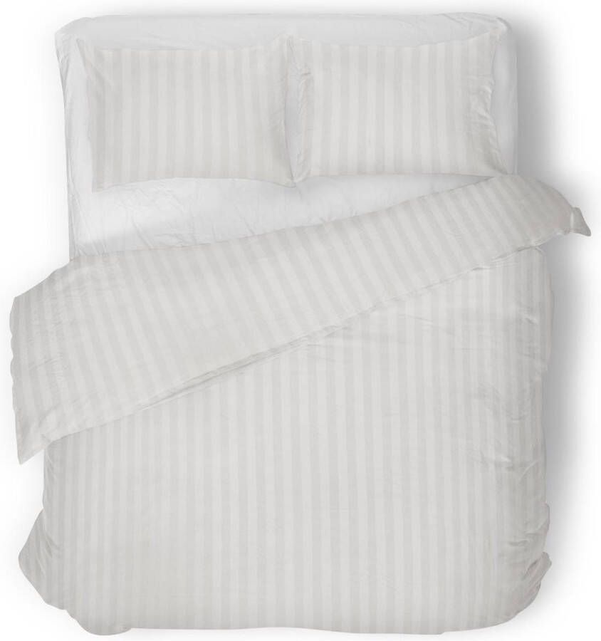 Dekbedovertrek 140x200 220 Uni Satijnstreep Satijn Streep Hotel Kwaliteit Satin Stripe Wit