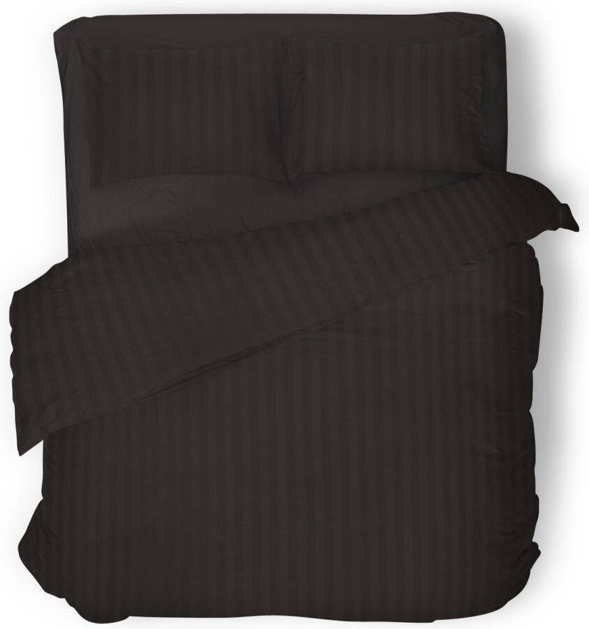 Dekbedovertrek 140x200 220 Uni Satijnstreep Satijn Streep Hotel Kwaliteit Satin Stripe Black