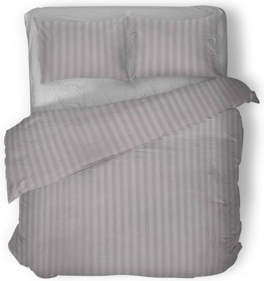 Dekbedovertrek 140x200 220 Uni Satijnstreep Satijn Streep Hotel Kwaliteit Satin Stripe Licht Grijs