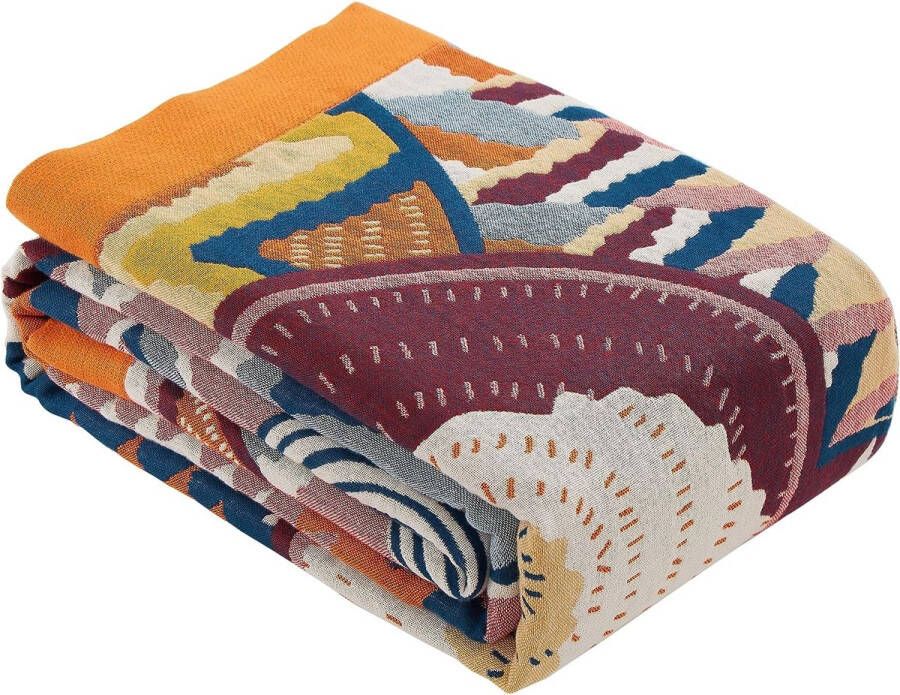 Deken boho-stijl sprei 150 x 200 cm deken met patronen bedsprei katoen geweven bankdeken fauteuildeken omkeerbare deken voor televisie of dutje op de stoel eenpersoonsbed