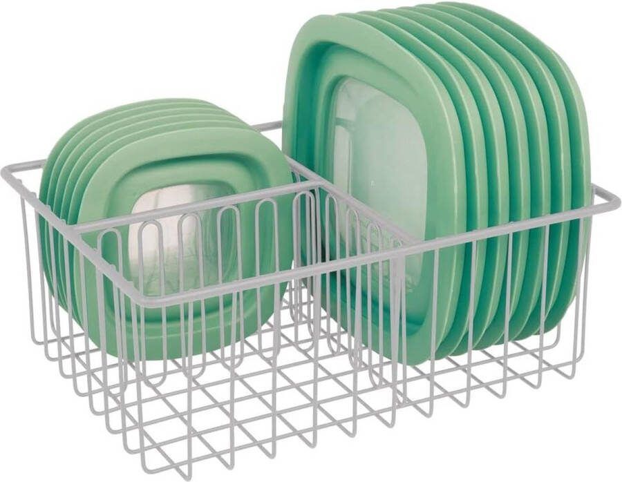 Dekselhouder praktische keukenopbergmand met 3 vakken voor het opbergen van deksels moderne keukenorganizer voor de eetkamer lichtgrijs