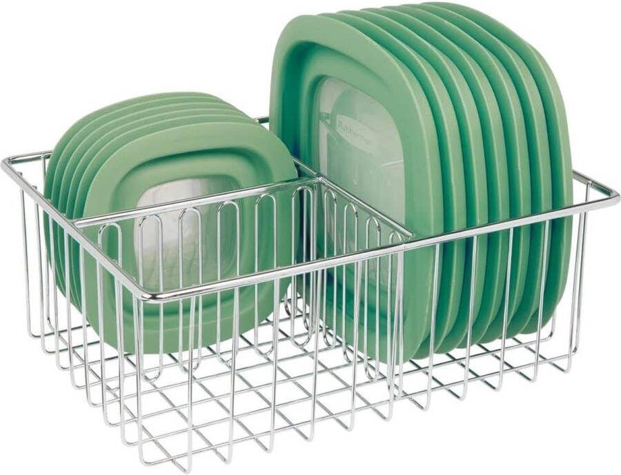 Dekselhouder – praktische keukenopbergmand met 3 vakken voor het opbergen van deksels – moderne keukenorganizer voor de eetkamer – zilverkleurig
