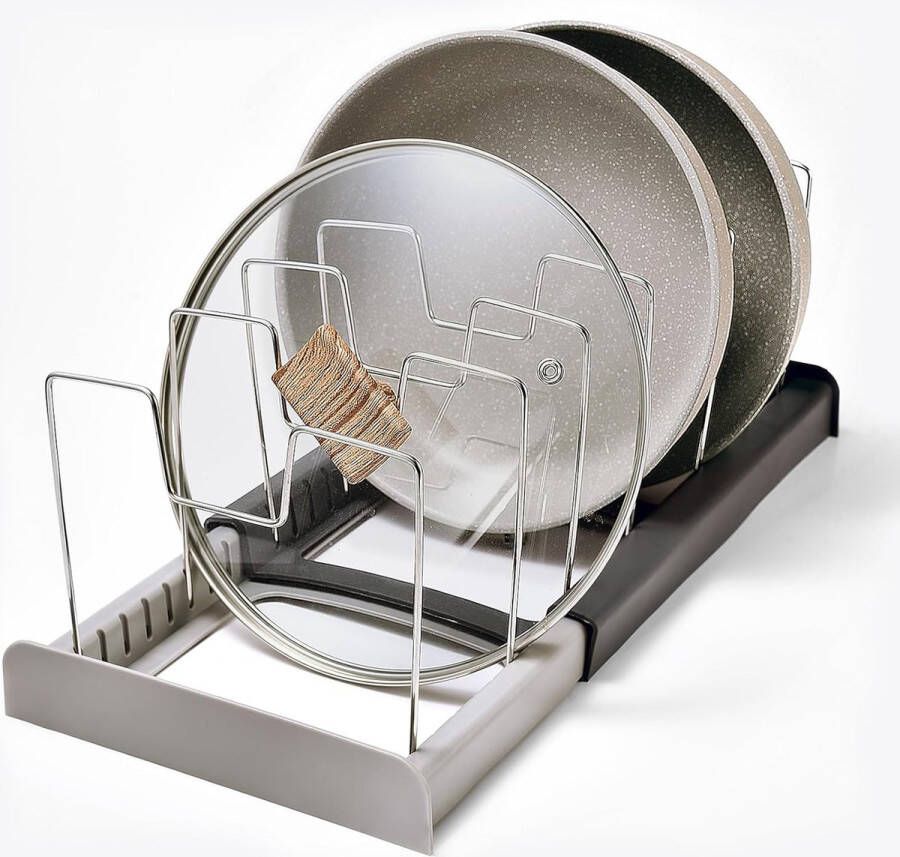 Dekselhouder roestvrije pannenhouder pannenorganizer multifunctioneel telescopisch opbergrek verstelbaar potdeksel opslag voor keukengerei deksel pannenorganizer