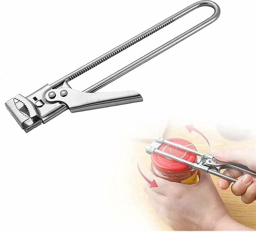 Dekselopener Generic Blikopener Handmatige blikopeners Roestvrij Staal Verstelbare Potopener Voor Thuis Vrouwen Kinderen en Senioren Zilver