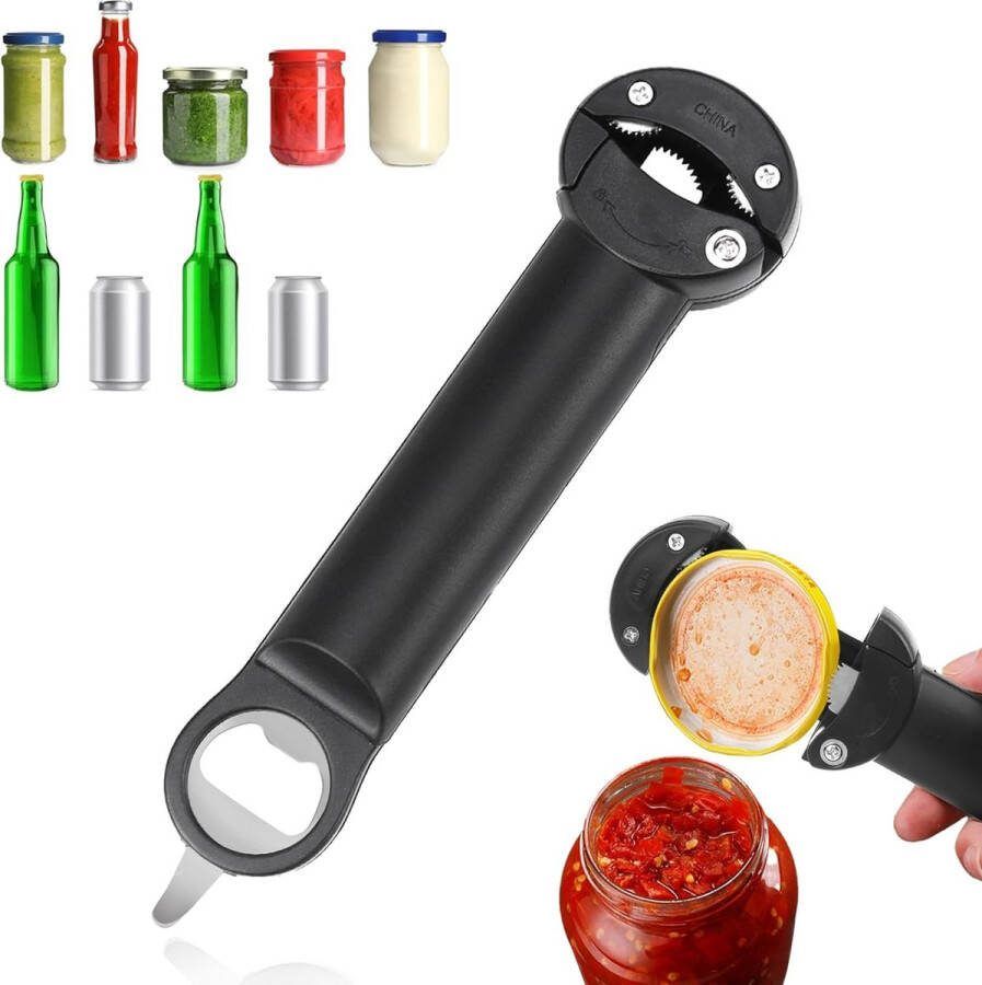 Dekselopener voor schroefglazen blikopener glasopener schroefdekselopener verstelbare multifunctionele flesopener voor senioren artritis vrouwen