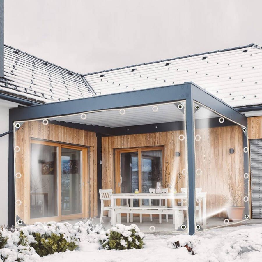 Dekzeil transparant 2 x 3 m met ogen 0 3 mm pvc waterdicht regenbescherming afdekzeil transparante afdekking voor paviljoen balkon tuinen plantendak broeikas hondenhok dak